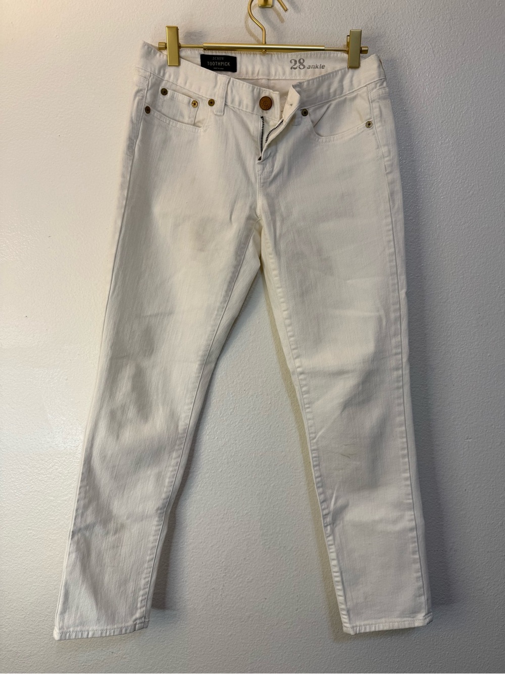 J. Crew White Skinny Ankle Jeans